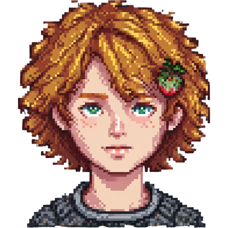 a strawberry blond boy with ginger freckles, pixel art style emoji