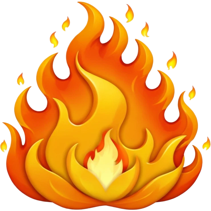 fire emoji in iPhone style, with a more dynamic and wavy flame emoji