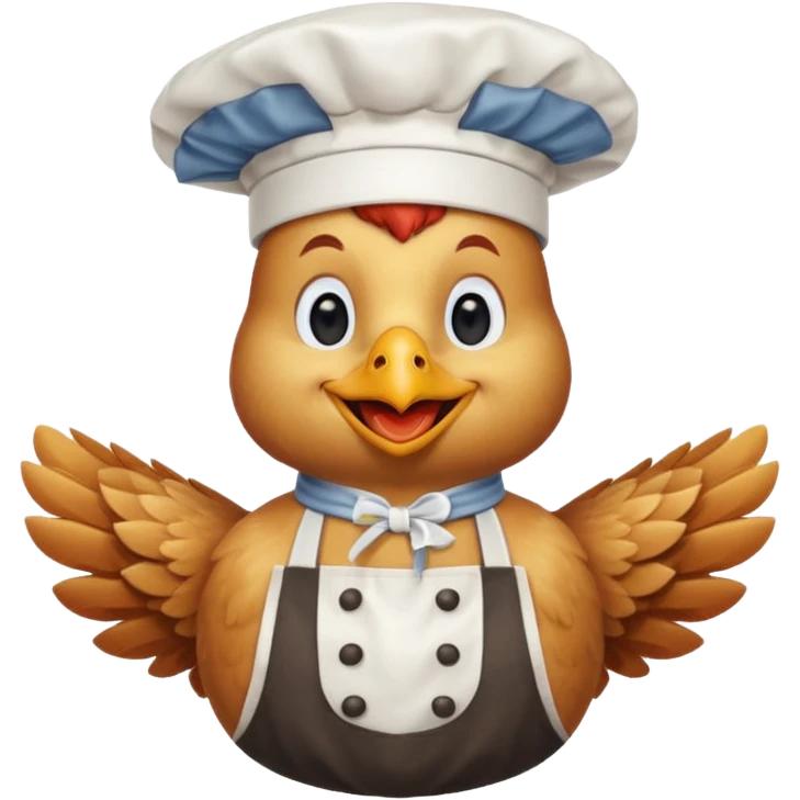 Gallina con ropa de chef con una cara de aprovacion emoji