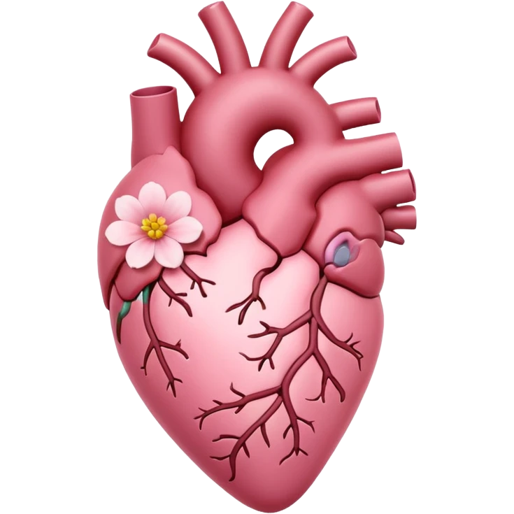 light pink anatomical heart with flower emoji