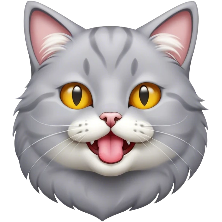 Gray Cat with tongue sticking out emoji