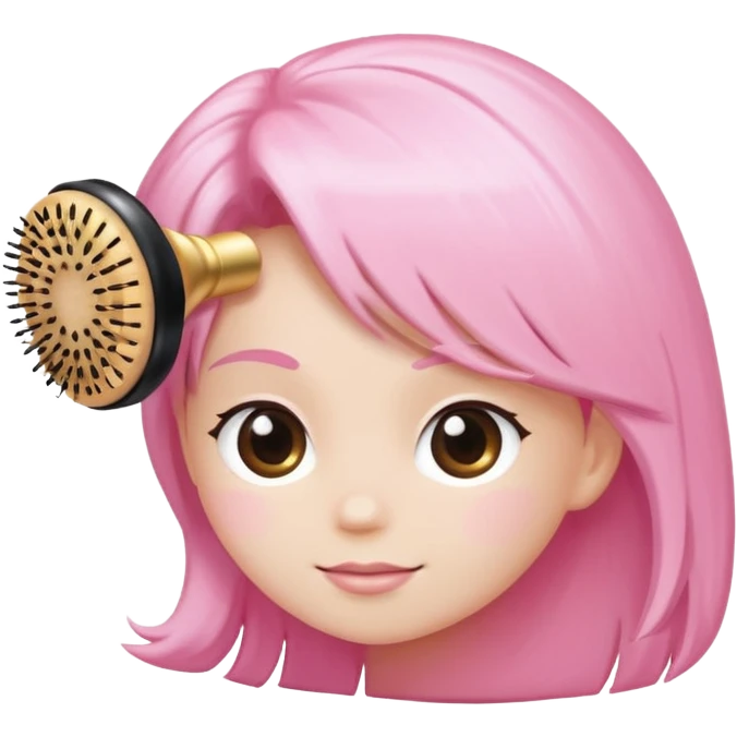 light pink round hair brush, shiny finish emoji