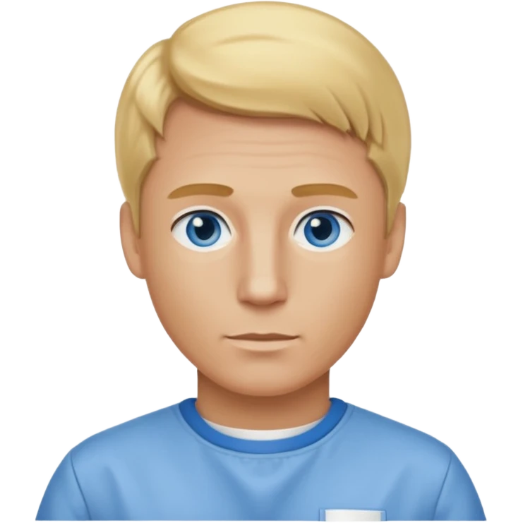 Phillip Morris with golden blonde hair, blue eyes, white inmate outfit emoji