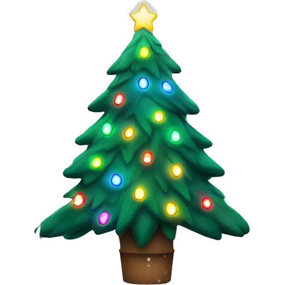 Christmas tree lit up with colorful lights in the middle of a snowstorm emoji