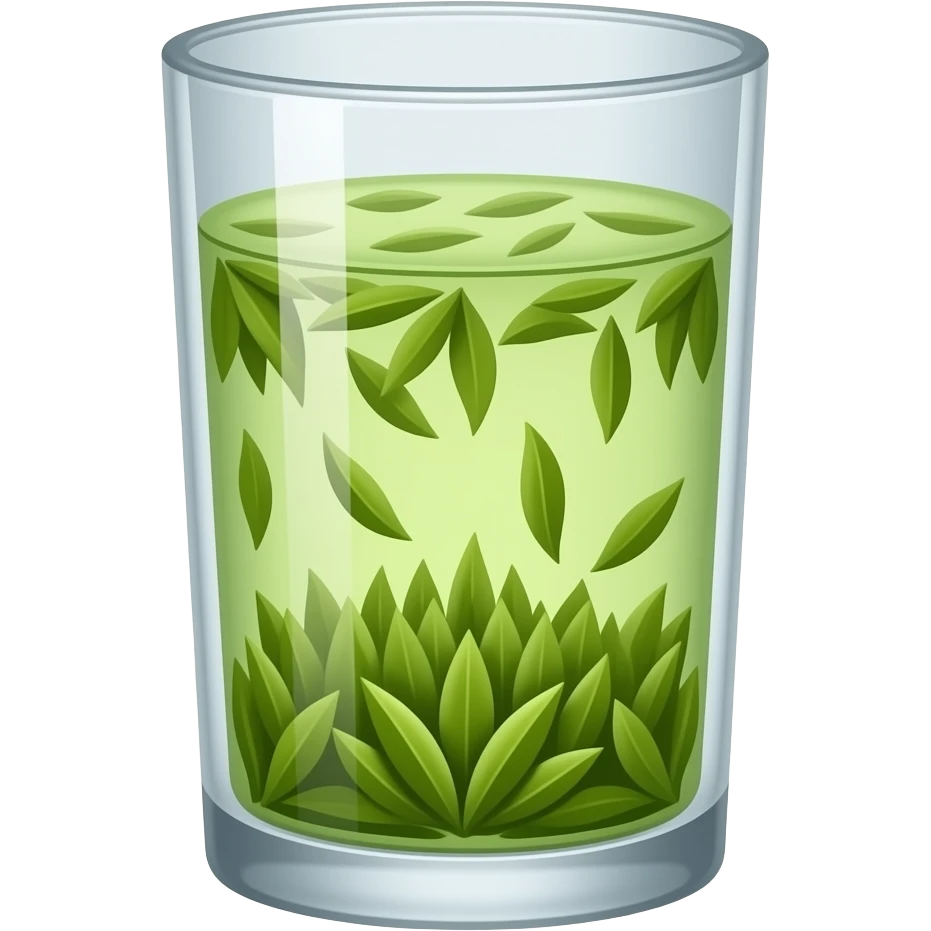 loose leaf green tea in a tall chinese style glass emoji