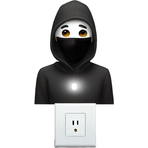 Person with black full face mask and a light switch  emoji
