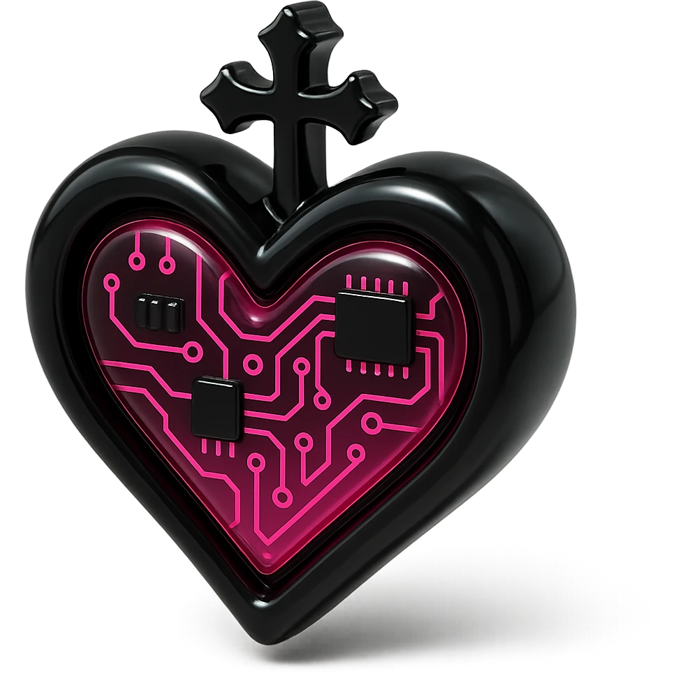 BLACKPINK-inspired gothic object, futuristic and bold, black and pink, glossy circuit style emoji