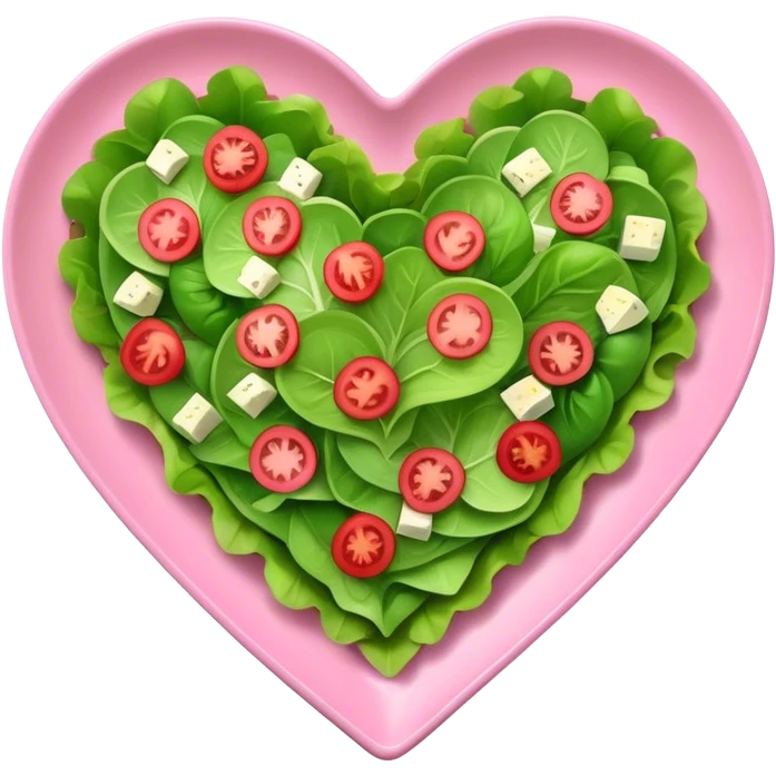 green salad in a pink heart shaped plate   emoji