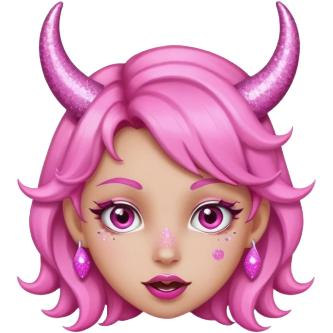 glitter pink girl naughty selfie glitter pink horns emoji