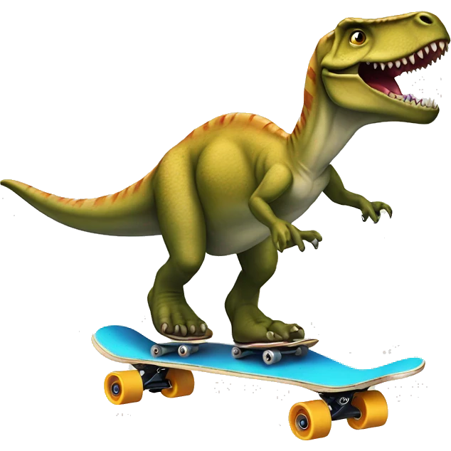 Dinossauro a andar de skate emoji