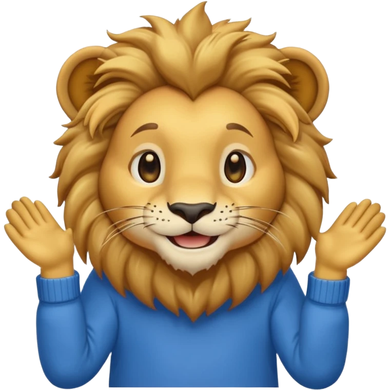 lion wearing blue jumper emoji