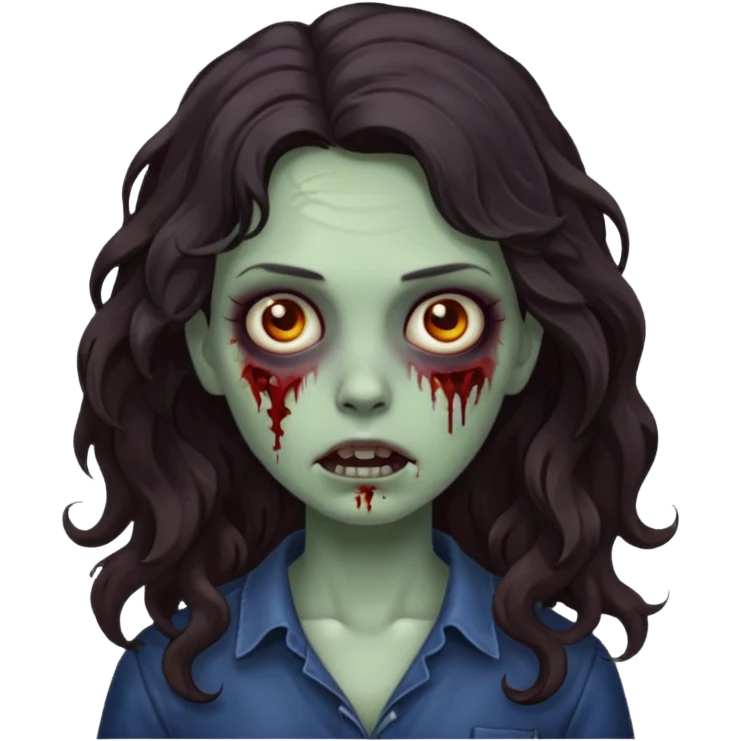garota zumbi com cabelo escuro ondulado emoji