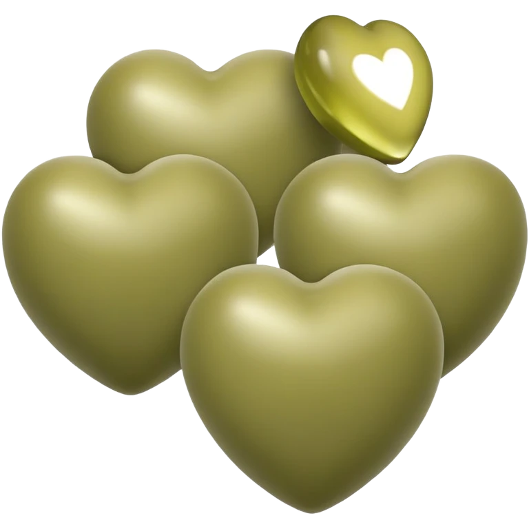 Balls in the form of pale olive hearts emoji
