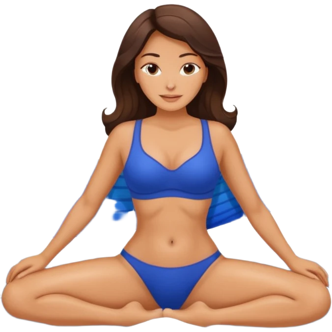 Emoji of a woman lying down, getting a body cavitation fat burner treatment on her abdomen, with blue waves showing vibration,  emoji