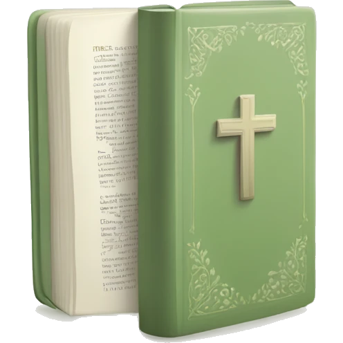 Open Light Sage green holy Bible with a light coloured gardens coming from the sides of the Bible  emoji