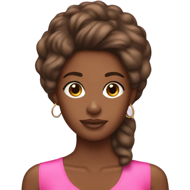 Brown skin girl with Victoria secret blow out hair emoji
