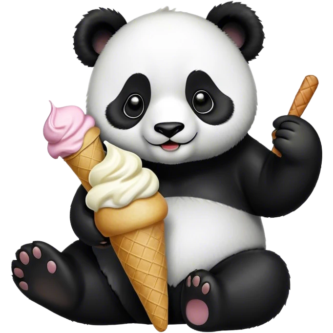 Panda eating ice cream emoji