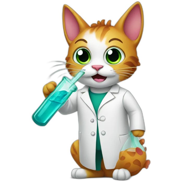Dragon cat scientist with test tube emoji