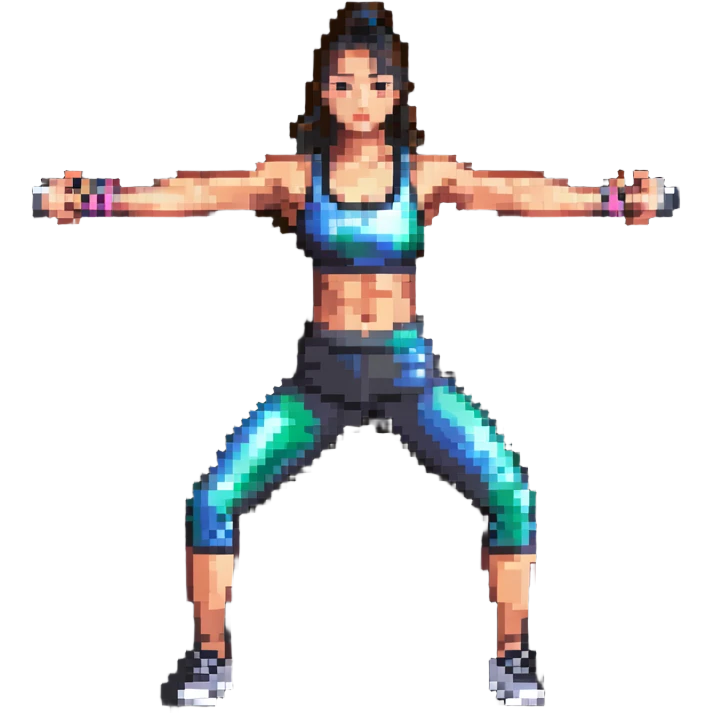 Asian woman doing a routine workout, energetic, fitness attire, gym background emoji