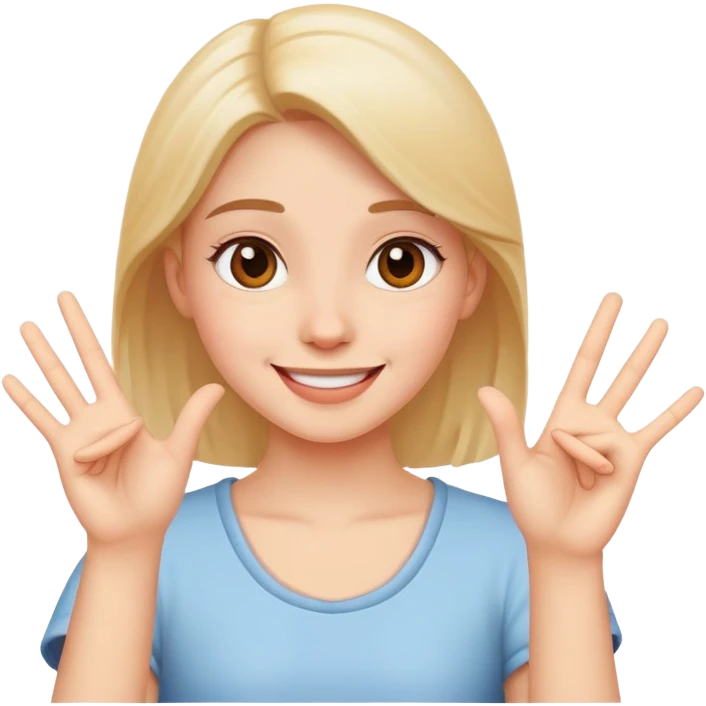 happy girl with stop hand gesture emoji