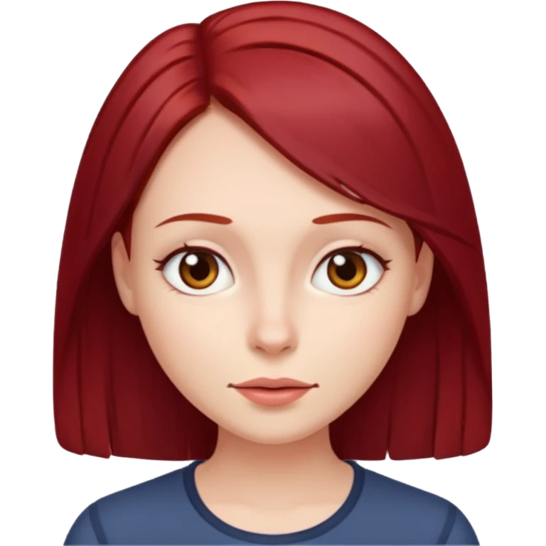 woman with straight dark red hair thin face cute emoji