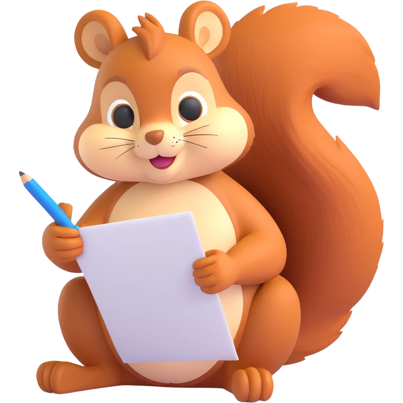 a squirrel writing a paper emoji
