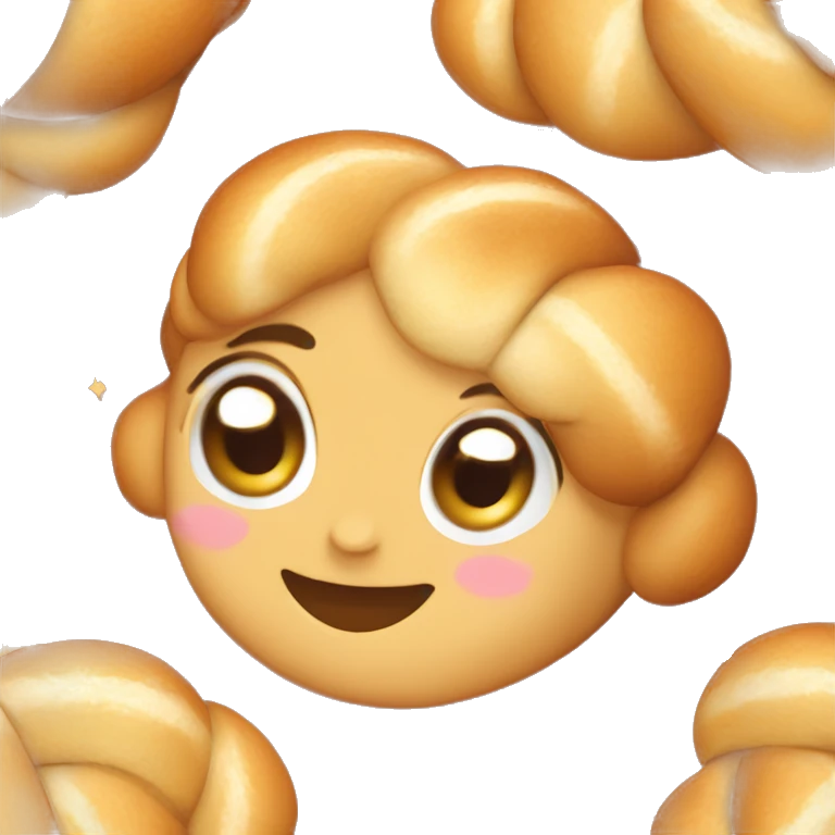 Girlie Challah bread that smiles with cute twinkly eyes emoji