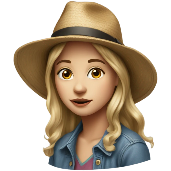 realistic portrait of a girl with hat emoji