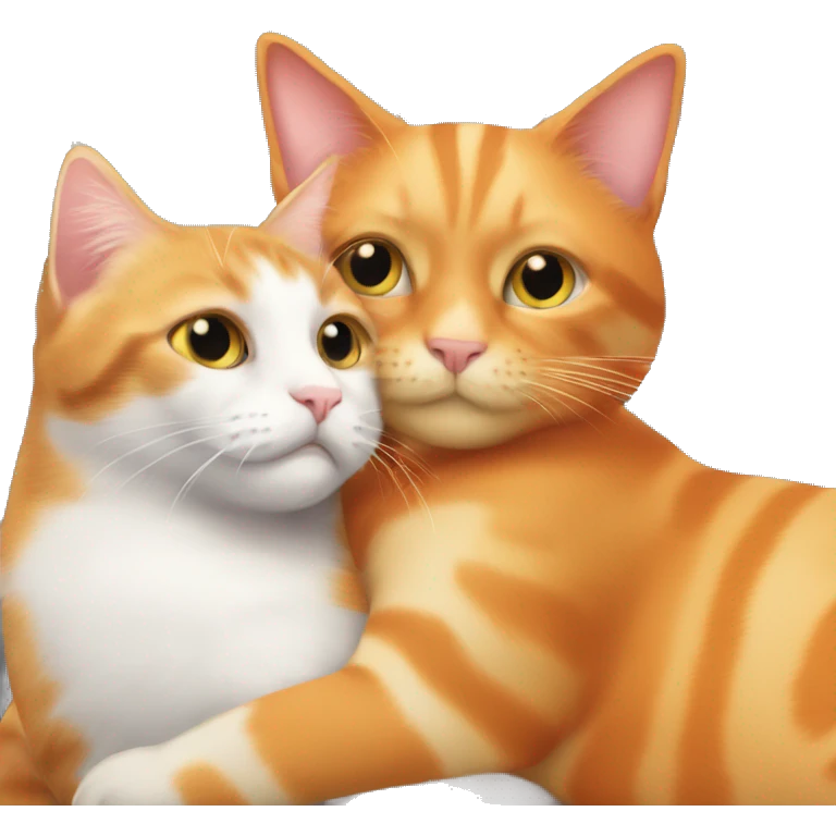 orange cat and calico cat hugging emoji