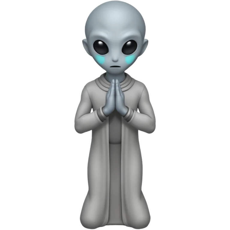fullbody gray alien PRAYING STANDING emoji