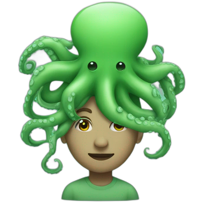 person with octopus on their head who is green emoji