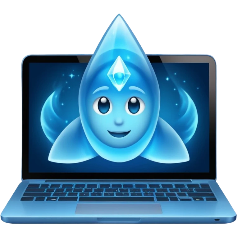 laptop with magical aura emoji