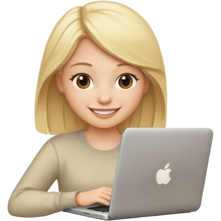 create an emoji of a woman working on her laptop. She is blond and young. emoji