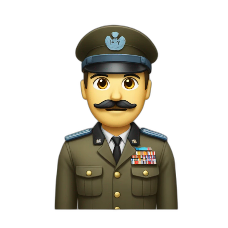 Un homme en costume militaire avec une petite moustache noir et carré emoji