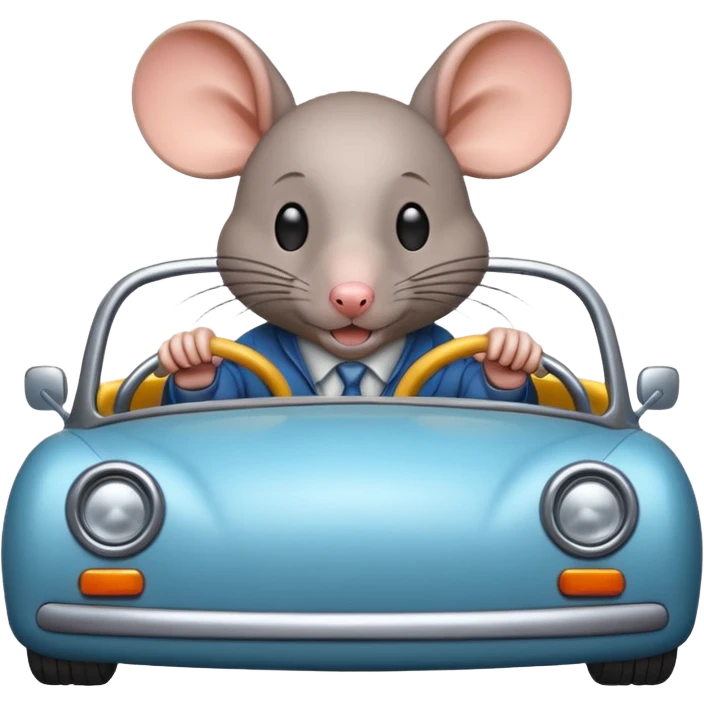 Ratón manejando un carro emoji