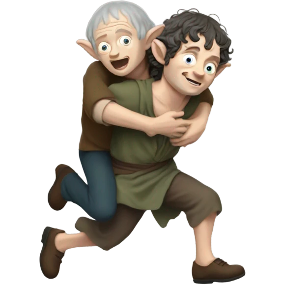 Frodo giving gollum a piggy back ride  emoji
