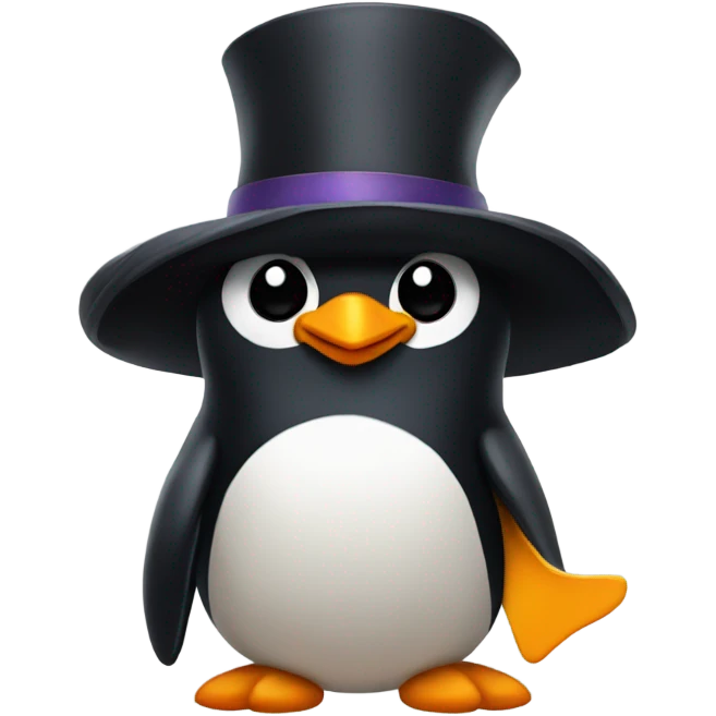 A penguin with a big hat on emoji