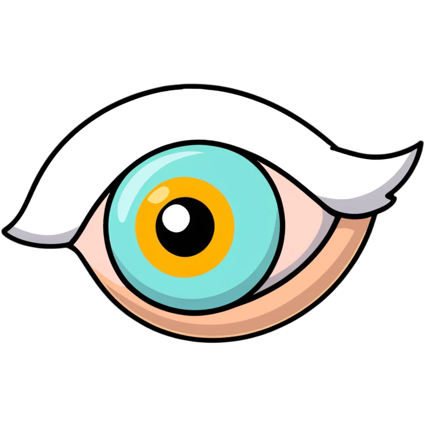 cartoon eye with expressive eyelid and pupil emoji