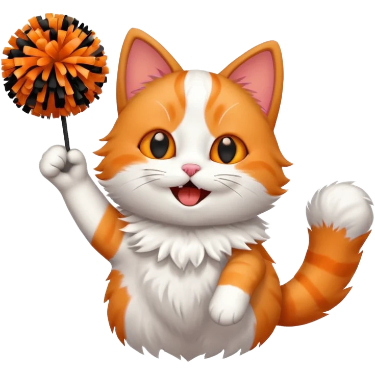 cheerleading cat with pom pom emoji