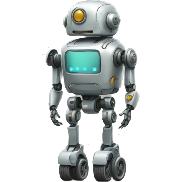 robot,mini wheels instead of legs,backpack, emoji