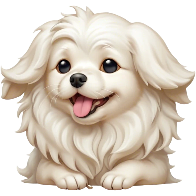 Cinematic Cute Yawning Wavy-Haired Maltese dog Portrait Emoji, Head tilted slightly with a dramatic, wide-open yawn, showcasing a lustrous, wavy-haired white coat with gentle highlights, floppy ears slightly drooping, round dark eyes barely open in drowsy contentment, Simplified yet irresistibly adorable features, highly detailed, glowing with a soft, cozy glow, high shine, relaxed yet expressive, stylized with a touch of whimsy, bright and endearing, soft glowing outline, capturing the essence of a sleepy yet affectionate companion, so drowsy it feels like it could stretch right out of the screen and curl up for a nap! emoji