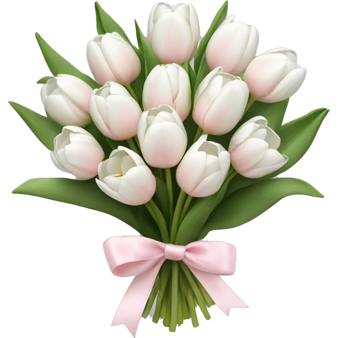 White tulips bouquet with light pink bow  emoji