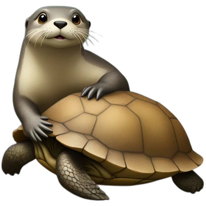 Une loutre sur une tortue emoji