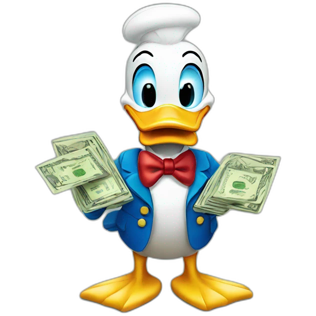 Donald Duck with money emoji