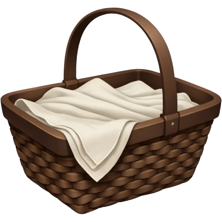 A woven dark Brown basket with fresh washed linen emoji