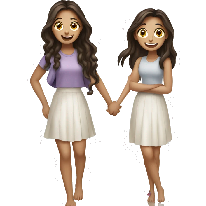 Two girl best friends brunette happy  emoji