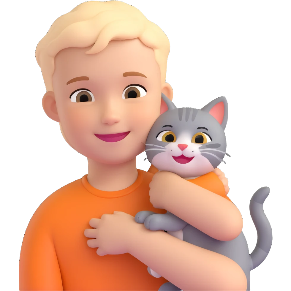 boy and cat pet emoji