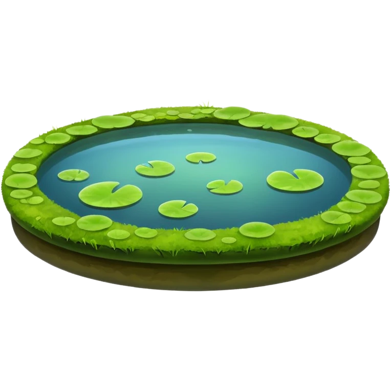 A pond is a small, still body of water—usually smaller than a lake—often shallow enough for sunlight to reach the bottom in most areas. It can be natural, formed by springs or rainfall collecting in a low area, or man-made, like a farm or garden pond. emoji