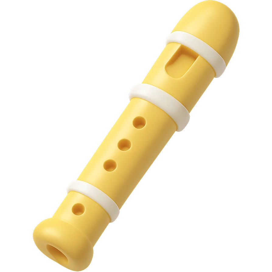 simple yellow recorder instrument, minimal, clear shape, no text emoji