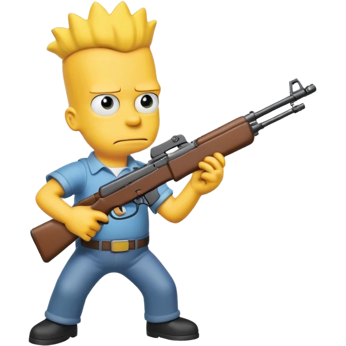 Bart simson qui tien une kalash et ki tire en l'air  emoji